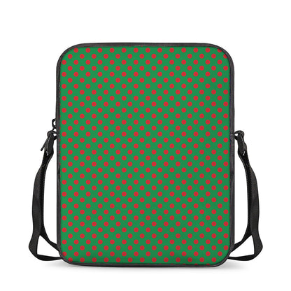 Green And Red Polka Dot Pattern Print Rectangular Crossbody Bag