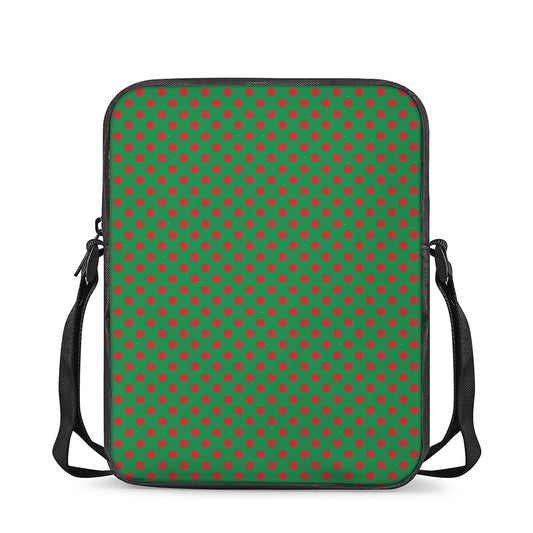 Green And Red Polka Dot Pattern Print Rectangular Crossbody Bag