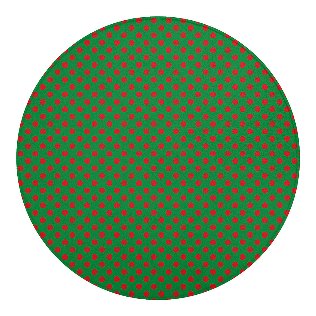 Green And Red Polka Dot Pattern Print Round Blanket