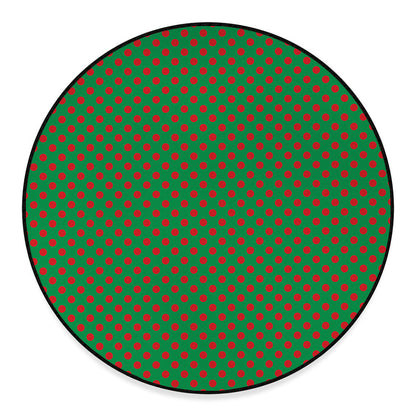 Green And Red Polka Dot Pattern Print Round Floor Mat