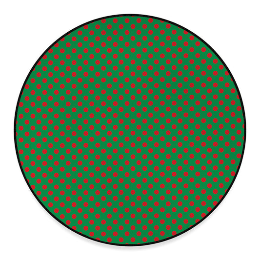 Green And Red Polka Dot Pattern Print Round Floor Mat