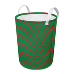 Green And Red Polka Dot Pattern Print Round Laundry Basket