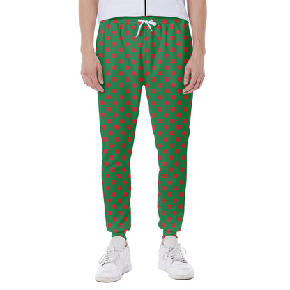 Green And Red Polka Dot Pattern Print Scuba Joggers