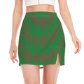 Green And Red Polka Dot Pattern Print Side Slit Mini Skirt