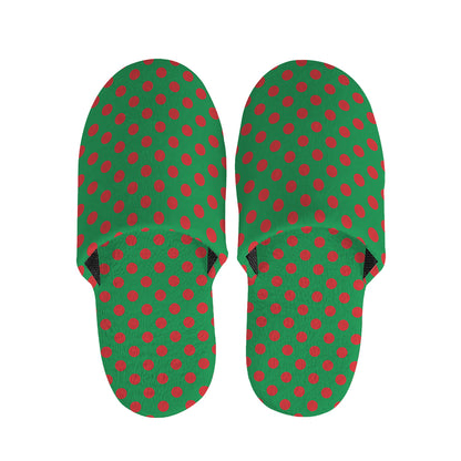 Green And Red Polka Dot Pattern Print Slippers