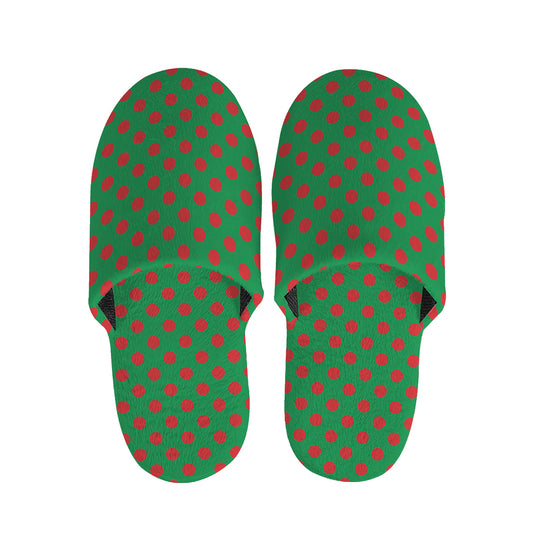 Green And Red Polka Dot Pattern Print Slippers