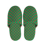 Green And Red Polka Dot Pattern Print Slippers