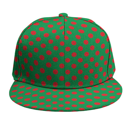 Green And Red Polka Dot Pattern Print Snapback Cap