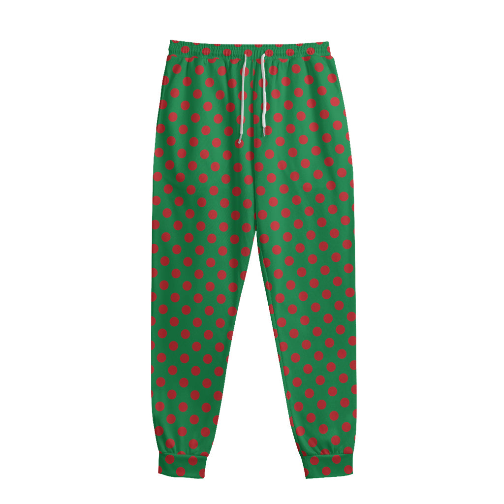 Green And Red Polka Dot Pattern Print Sweatpants