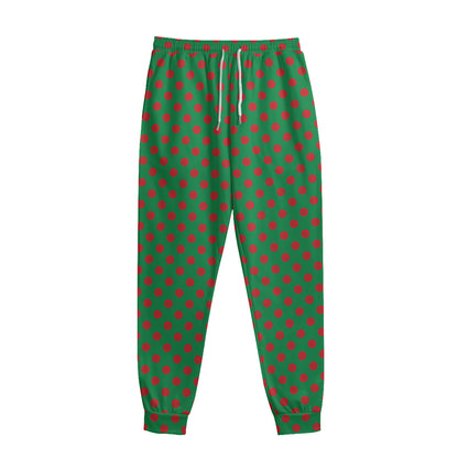 Green And Red Polka Dot Pattern Print Sweatpants