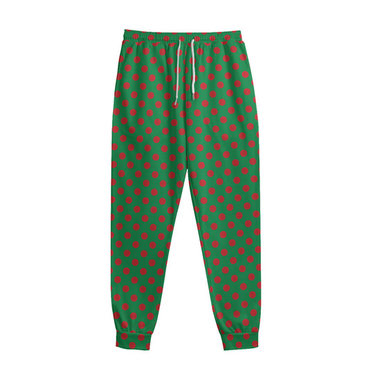 Green And Red Polka Dot Pattern Print Sweatpants