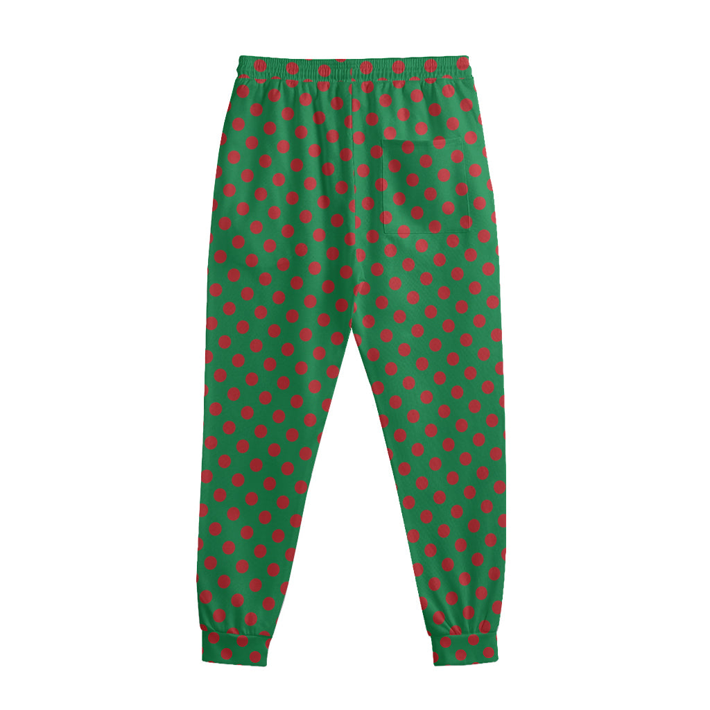 Green And Red Polka Dot Pattern Print Sweatpants