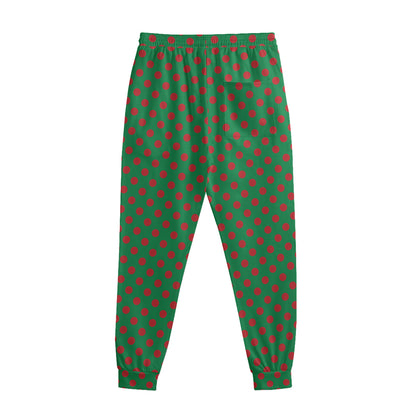 Green And Red Polka Dot Pattern Print Sweatpants