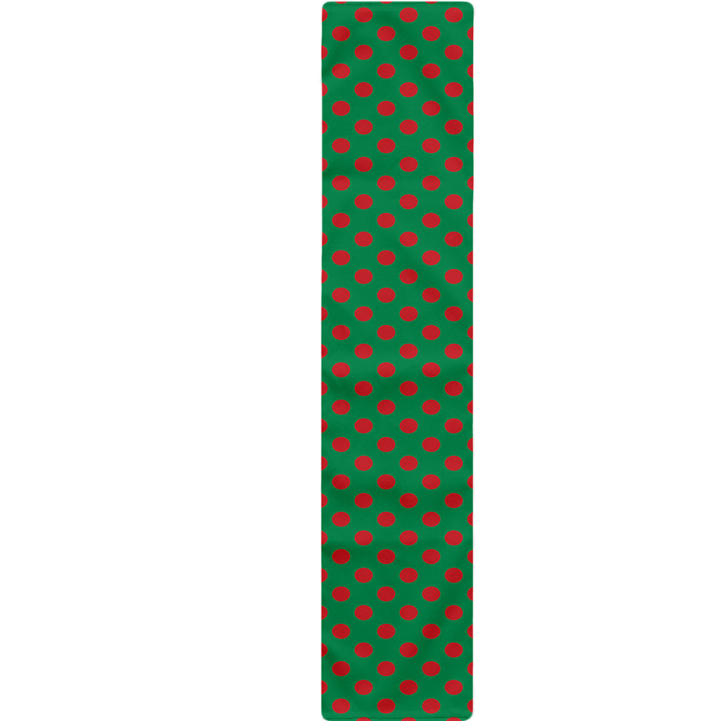 Green And Red Polka Dot Pattern Print Table Runner