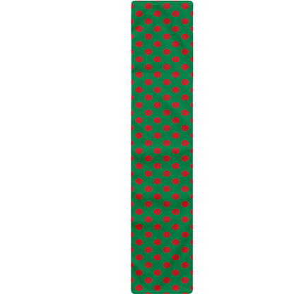 Green And Red Polka Dot Pattern Print Table Runner