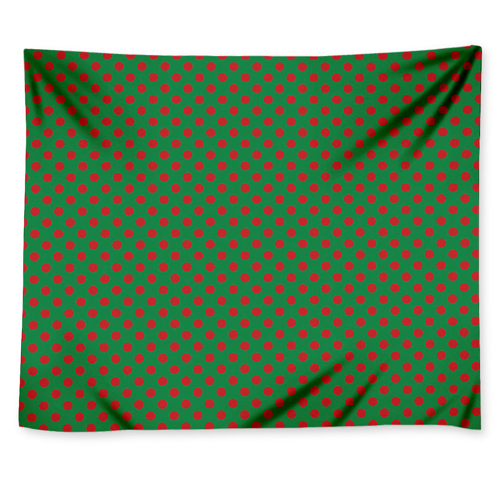 Green And Red Polka Dot Pattern Print Tapestry