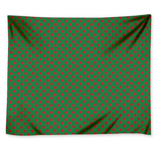 Green And Red Polka Dot Pattern Print Tapestry
