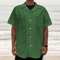Green And Red Polka Dot Pattern Print Textured Short Sleeve Shirt