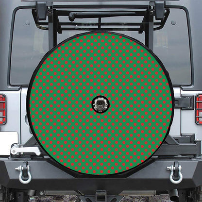 Green And Red Polka Dot Pattern Print Tire Cover With Camera Hole