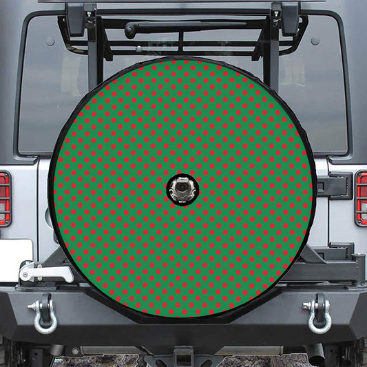 Green And Red Polka Dot Pattern Print Tire Cover With Camera Hole