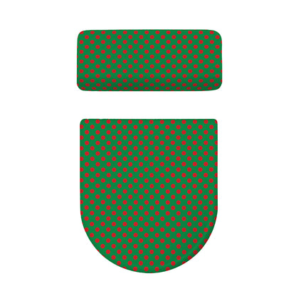 Green And Red Polka Dot Pattern Print Toilet Lid And Tank Cover Set