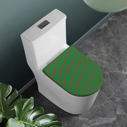 Green And Red Polka Dot Pattern Print Toilet Lid Cover