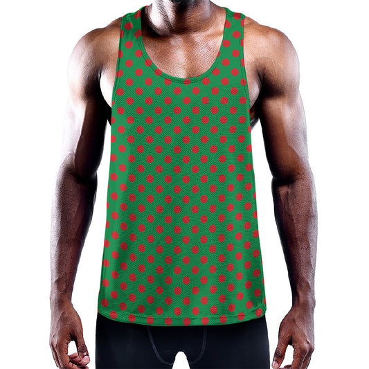 Green And Red Polka Dot Pattern Print Training Tank Top
