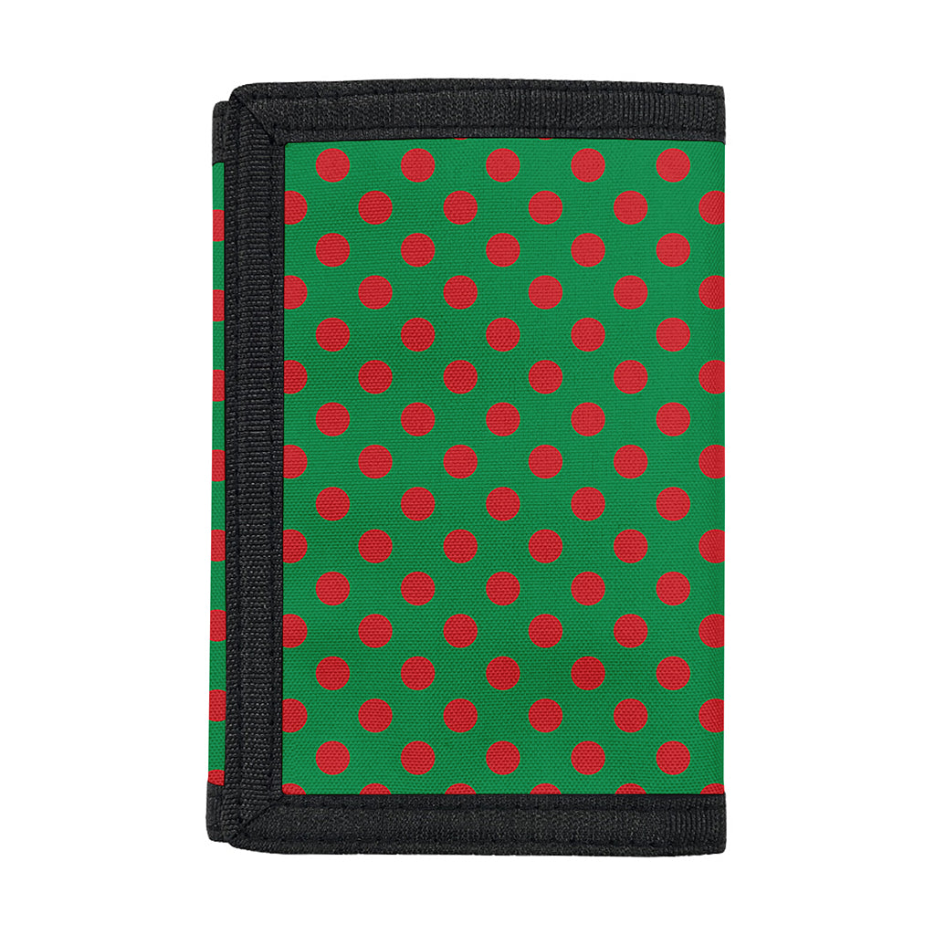 Green And Red Polka Dot Pattern Print Trifold Wallet