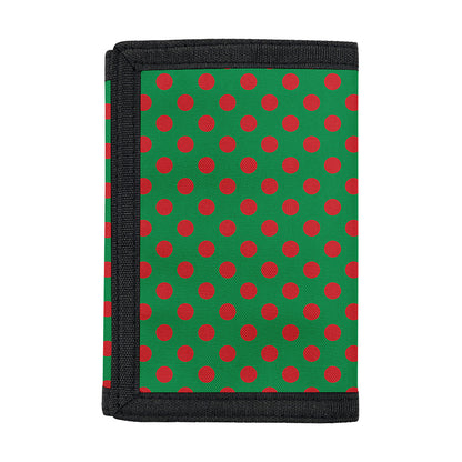 Green And Red Polka Dot Pattern Print Trifold Wallet