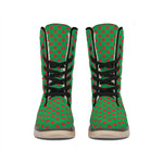Green And Red Polka Dot Pattern Print Winter Boots