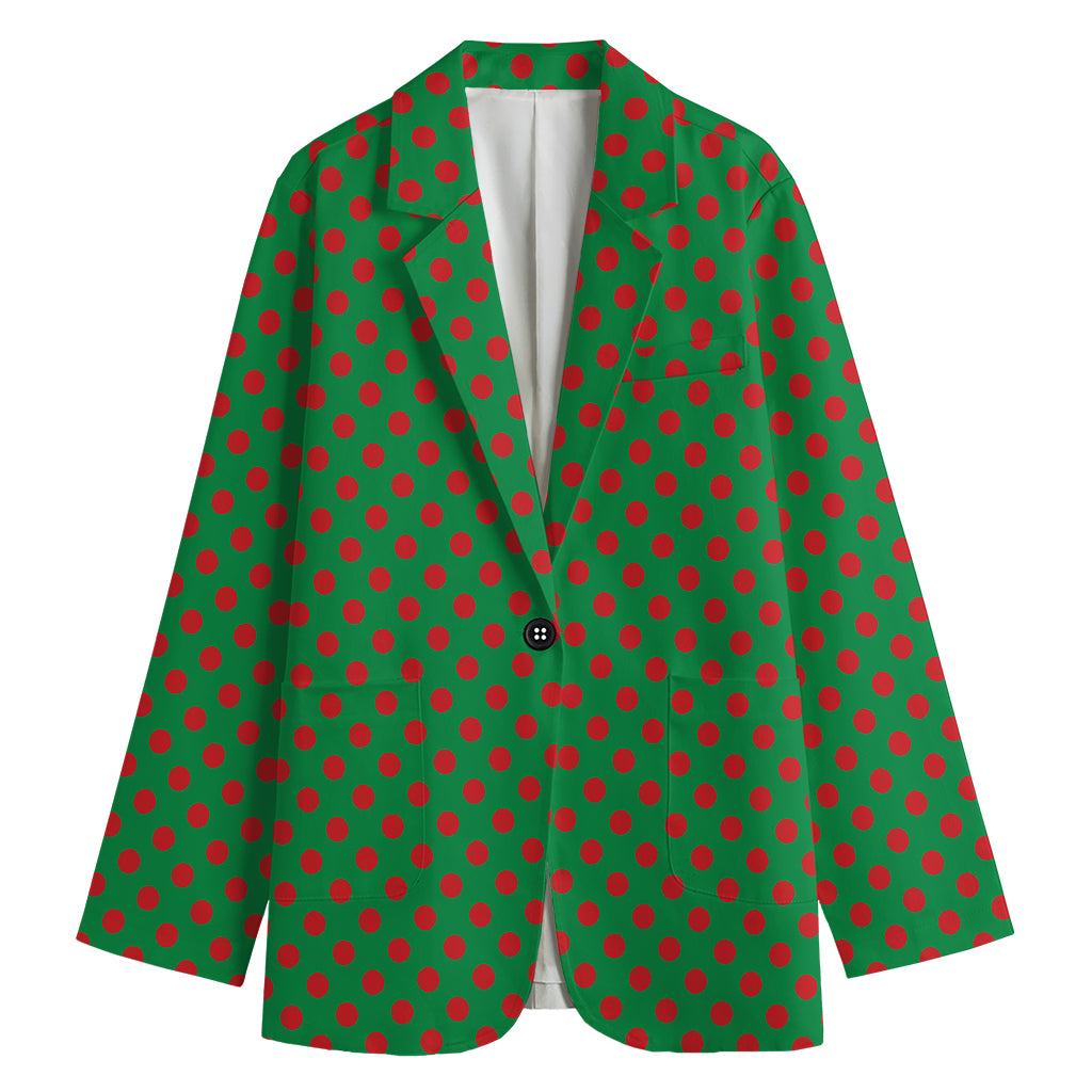 Green And Red Polka Dot Pattern Print Women's Blazer