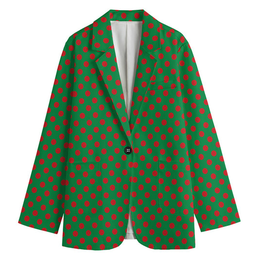 Green And Red Polka Dot Pattern Print Women's Blazer