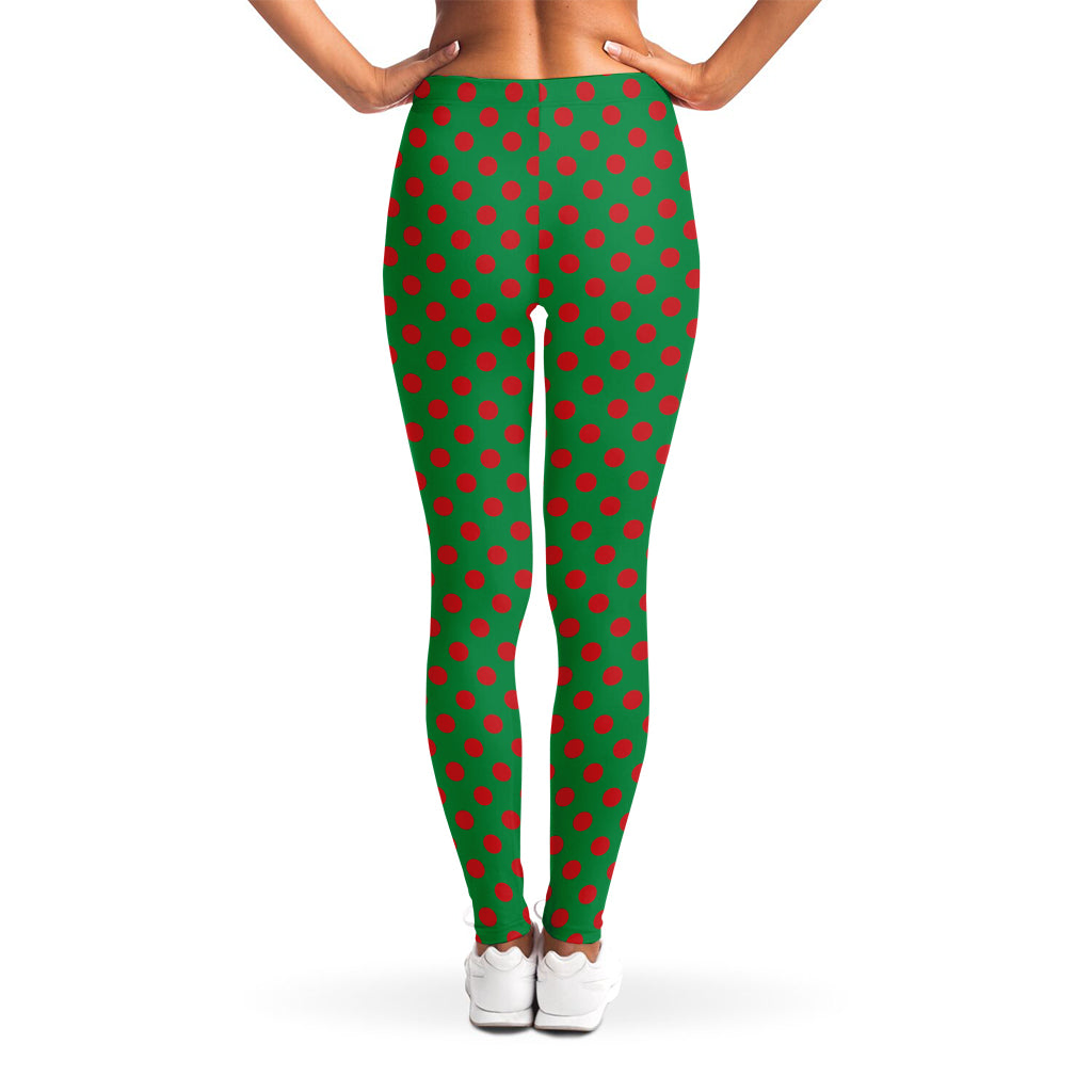 Green And Red Polka Dot Pattern Print Women's Leggings