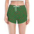 Green And Red Polka Dot Pattern Print Women's Split Running Shorts