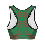 Green And Red Polka Dot Pattern Print Women's Sports Bra