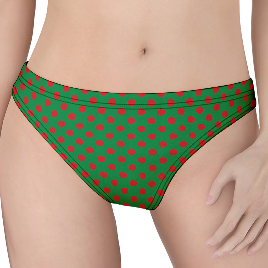 Green And Red Polka Dot Pattern Print Women's Thong