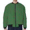 Green And Red Polka Dot Pattern Print Zip Sleeve Bomber Jacket