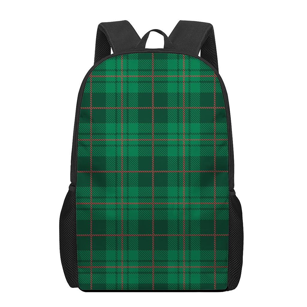 Green And Red Stewart Tartan Print 17 Inch Backpack