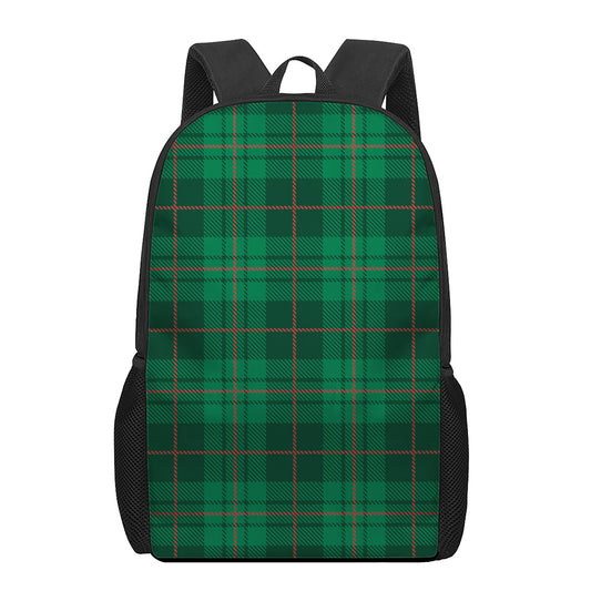 Green And Red Stewart Tartan Print 17 Inch Backpack