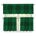 Green And Red Stewart Tartan Print 3 Piece Kitchen Curtains