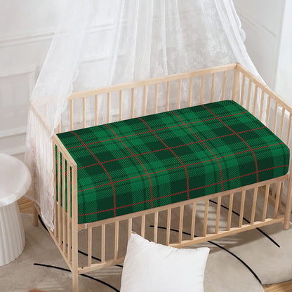 Green And Red Stewart Tartan Print Baby Crib Sheet