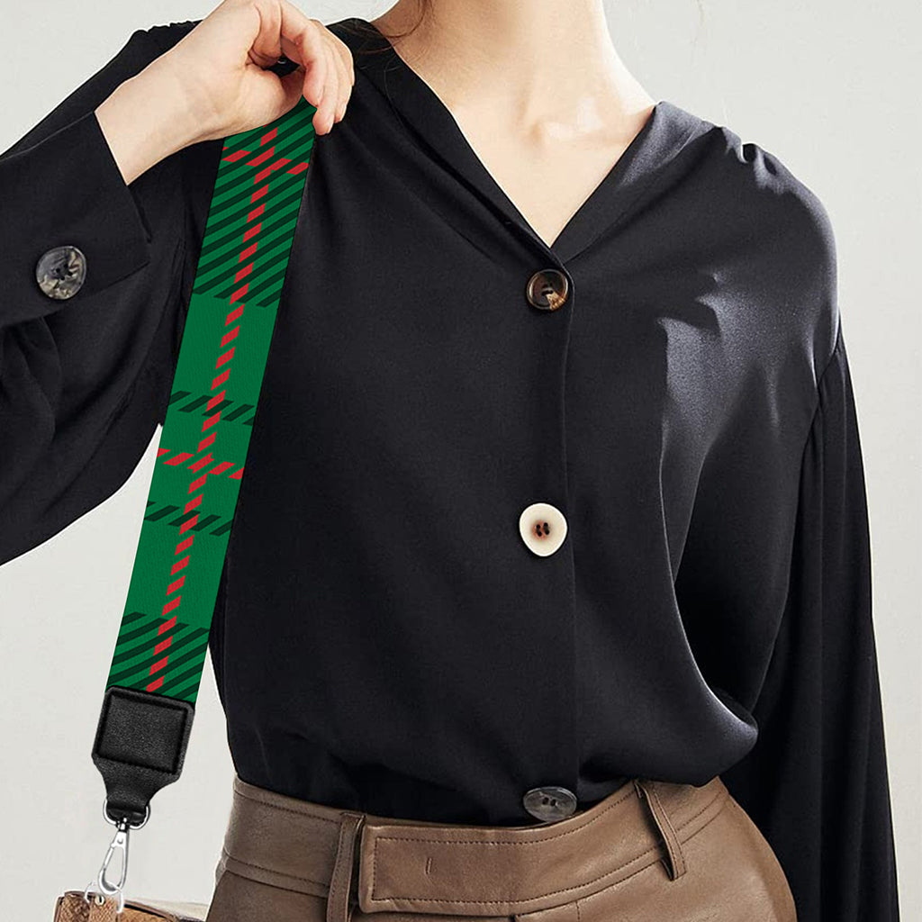Green And Red Stewart Tartan Print Bag Strap
