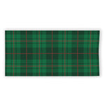 Green And Red Stewart Tartan Print Beach Towel