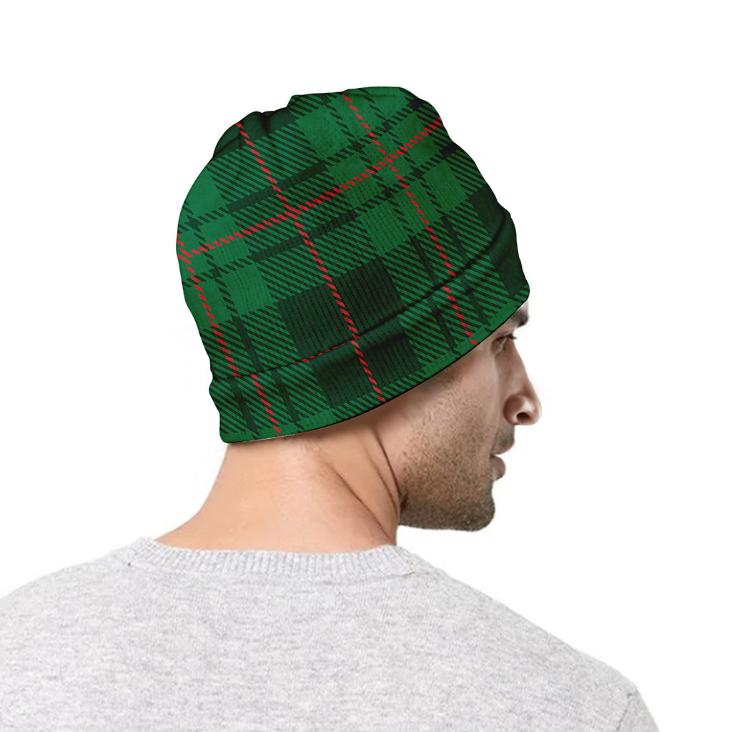 Green And Red Stewart Tartan Print Beanie