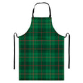 Green And Red Stewart Tartan Print Bib Apron With Pocket