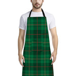 Green And Red Stewart Tartan Print Bib Apron With Pocket