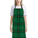 Green And Red Stewart Tartan Print Bib Apron With Pocket