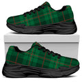 Green And Red Stewart Tartan Print Black Chunky Shoes