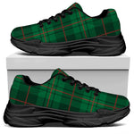 Green And Red Stewart Tartan Print Black Chunky Shoes