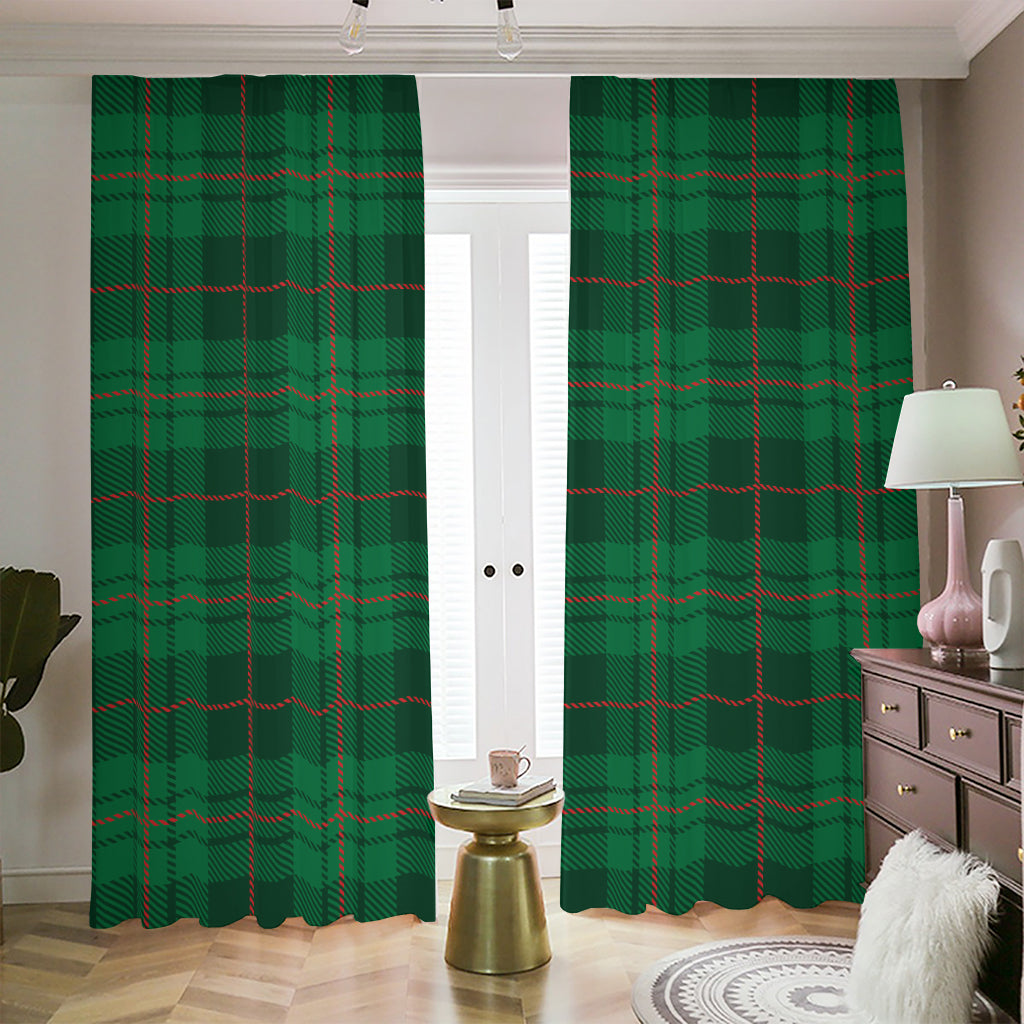 Green And Red Stewart Tartan Print Blackout Pencil Pleat Curtains